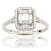 ESTATE LARGE .54CT DIAMOND 18KT WHITE GOLD 3D SEMI ETERNITY HALO ENGAGEMENT RING
