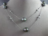 ESTATE LARGE & EXTRA LONG .80CT DIAMOND & TAHITIAN PEARL 14K WHITE GOLD NECKLACE