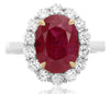 EGL CERTIFIED 5.70CT DIAMOND & AAA RUBY 18KT 2 TONE GOLD CLASSIC ENGAGEMENT RING