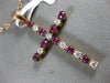 ESTATE LARGE .49CT DIAMOND & AAA RUBY 18KT ROSE GOLD 3D CROSS FLOATING PENDANT