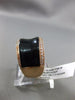 ESTATE WIDE .18CT DIAMOND 14KT ROSE GOLD 3D BLACK ENAMEL CONCAVE RING 13mm WIDE