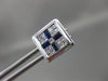 ESTATE 1.01CT DIAMOND & AAA SAPPHIRE 14KT WHITE 3D GOLD SQUARE INVISIBE EARRINGS