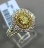 LARGE 2.49CT WHITE & FANCY YELLOW DIAMOND 18K TWO TONE GOLD HALO ENGAGEMENT RING