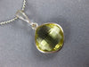 ESTATE 4.0CT AAA LEMON QUARTZ 14KT WHITE GOLD 3D CUSHION CLASSIC BEZEL PENDANT