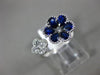 ESTATE 1.48CT DIAMOND & AAA SAPPHIRE 18KT WHITE GOLD 3D DOUBLE FLOWER LOVE RING