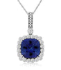 ESTATE LARGE 3.75CT DIAMOND & AAA TANZANITE 14K WHITE GOLD HALO FILIGREE PENDANT