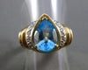 ESTATE WIDE 1.65CT DIAMOND & LONDON BLUE TOPAZ 14KT TWO TONE GOLD PEAR RING 1501