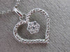 ESTATE .10CT DIAMOND 14KT WHITE GOLD 3D OPEN HEART FLOWER LOVE FLOATING PENDANT