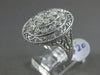 ESTATE LARGE .26CT DIAMOND 14K WHITE GOLD 3D ROPE OPEN FILIGREE OVAL FLOWER RING