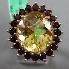 ESTATE LARGE 8.0CT AAA GARNET & AAA CITRINE 18KT YELLOW GOLD 3D OVAL HALO RING