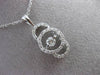 ESTATE .35CT DIAMOND 14KT WHITE GOLD 3D FILIGREE FLOATING CIRCULAR PENDANT CHAIN