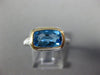 ESTATE 2.35CT DIAMOND & AAA BLUE TOPAZ 14KT 2 TONE GOLD SEMI ETERNITY BEZEL RING