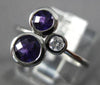 ESTATE .93CT DIAMOND & AAA AMETHYST 14KT WHITE GOLD 3 STONE TRIANGULAR FUN RING