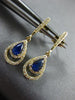 ESTATE .70CT DIAMOND & AAA SAPPHIRE 14KT YELLOW GOLD TEAR DROP HANGING EARRINGS