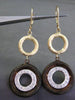 ESTATE LARGE .32CT DIAMOND 14K WHITE YELLOW & BROWN GOLD CIRCLE HANGING EARRINGS