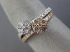 ESTATE WIDE .84CT DIAMOND 18K WHITE & ROSE GOLD 3D FLOWER CLUSTER STACKABLE RING