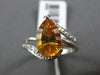 ESTATE 2.82CT DIAMOND & AAA EXTRA FACET CITRINE 14KT WHITE GOLD 3D PEAR FUN RING