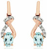 .95CT DIAMOND & AAA AQUAMARINE 14KT WHITE & ROSE GOLD 3D OVAL & ROUND EARRINGS