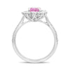 2.13CT DIAMOND & AAA PINK SAPPHIRE 18KT WHITE GOLD OVAL FLOWER ENGAGEMENT RING