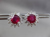 ESTATE 3.07CT DIAMOND & AAA RUBY 14KT WHITE GOLD FLORAL STUD EARRINGS 11mm #2306