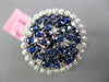 ESTATE LARGE 2.20CT DIAMOND & SAPPHIRE 14KT WHITE GOLD CLUSTER ROUND FLOWER RING