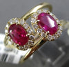 ESTATE WIDE 1.55CT DIAMOND & AAA RUBY 14KT YELLOW GOLD 3D 2 STONE OVAL LOVE RING
