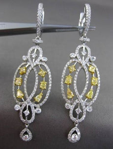 ANTIQUE LARGE LONG 2.24CT DIAMOND 18KT TWO TONE GOLD CHANDALIER HANGING EARRINGS