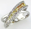 .90CT DIAMOND & AAA YELLOW SAPPHIRE 14KT WHITE GOLD RAINBOW X LOVE RAINBOW RING