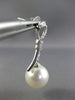 ESTATE .23CT DIAMOND & AAA SOUTH SEA PEARL 18KT WHITE GOLD BOW HANGING EARRINGS