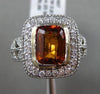 ESTATE 2.71CT DIAMOND & CITRINE 18KT WHITE GOLD 3D SQUARE BEZEL ENGAGEMENT RING