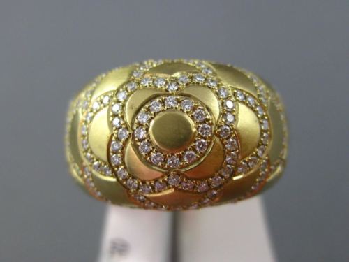 ESTATE LARGE 1.13CT DIAMOND 14KT YELLOW GOLD 3D FLOWER DOME SHAPE MATTE FUN RING