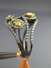 ESTATE LARGE 1.63CT WHITE & FANCY YELLOW DIAMOND 14KT BLACK GOLD FLOWER FUN RING