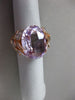 ESTATE WIDE 8.29CT DIAMOND & AMETHYST 14KT WHITE & ROSE GOLD LEAF FILIGREE RING