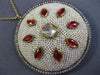 ANTIQUE LARGE 6.0CT DIAMOND AAA RUBY & PEARL ENAMEL 18KT YELLOW GOLD 3D PENDANT