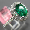 ESTATE WIDE 1.23CT DIAMOND & AAA EMERALD 18KT WHITE GOLD 3D HALO ENGAGEMENT RING