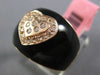 ESTATE WIDE .20CT DIAMOND 14KT ROSE GOLD 3D BLACK ENAMEL HEART ETOILE RING 15mm