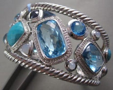 ANTIQUE WIDE 56.4CT DIAMOND & MULTI GEM 14KT WHITE GOLD BANGLE ONE OF A KIND!!!!