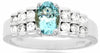 1.03CT DIAMOND & AAA AQUAMARINE 14KT WHITE GOLD 3D OVAL PYRAMID ENGAGEMENT RING