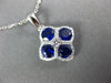 ESTATE 1.93CT DIAMOND & AAA SAPPHIRE 18KT WHITE GOLD SQUARE FLOWER STAR PENDANT