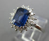 ESTATE WIDE 2.21CT DIAMOND & AAA SAPPHIRE PLATINUM FLOWER ENGAGEMENT RING #26327