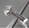 ESTATE 1.42CT DIAMOND 14KT WHITE GOLD OVAL HALO ENGAGEMENT WEDDING RING BAND SET