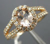 ESTATE 1.30CT DIAMOND & MORGANITE 14KT ROSE GOLD 3D OVAL HALO ENGAGEMENT RING