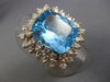 ESTATE EXTRA LARGE 14.50CT DIAMOND & AAA BLUE TOPAZ 14KT YELLOW GOLD RING #26228