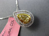 ESTATE LARGE 1.57CT WHITE & FANCY YELLOW DIAMOND 18K TWO TONE GOLD PEAR PENDANT