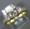 ESTATE .71CT ROUND CUT DIAMOND 14KT YELLOW GOLD 3 STONE ANNIVERSARY RING #5068