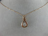 ESTATE .15CT DIAMOND 14KT ROSE GOLD 3D SOLITAIRE TEAR DROP INFINITY LOVE PENDANT