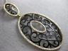 ESTATE LARGE .60CT DIAMOND 18K YELLOW & BLACK GOLD 3D OVAL OPEN FILIGREE PENDANT