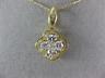 ESTATE .50CT DIAMOND 14K YELLOW GOLD 3D FOUR LEAF CLOVER FLOWER FLOATING PENDANT