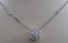 ESTATE 1.96CTW DIAMOND 14KT WHITE GOLD FLOWER CLUSTER BY THE YARD NECKLACE #2554