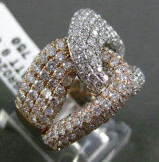 ESTATE WIDE 3.14CT DIAMOND 14KT WHITE & ROSE GOLD 3D INFINITY LOVE KNOT FUN RING
